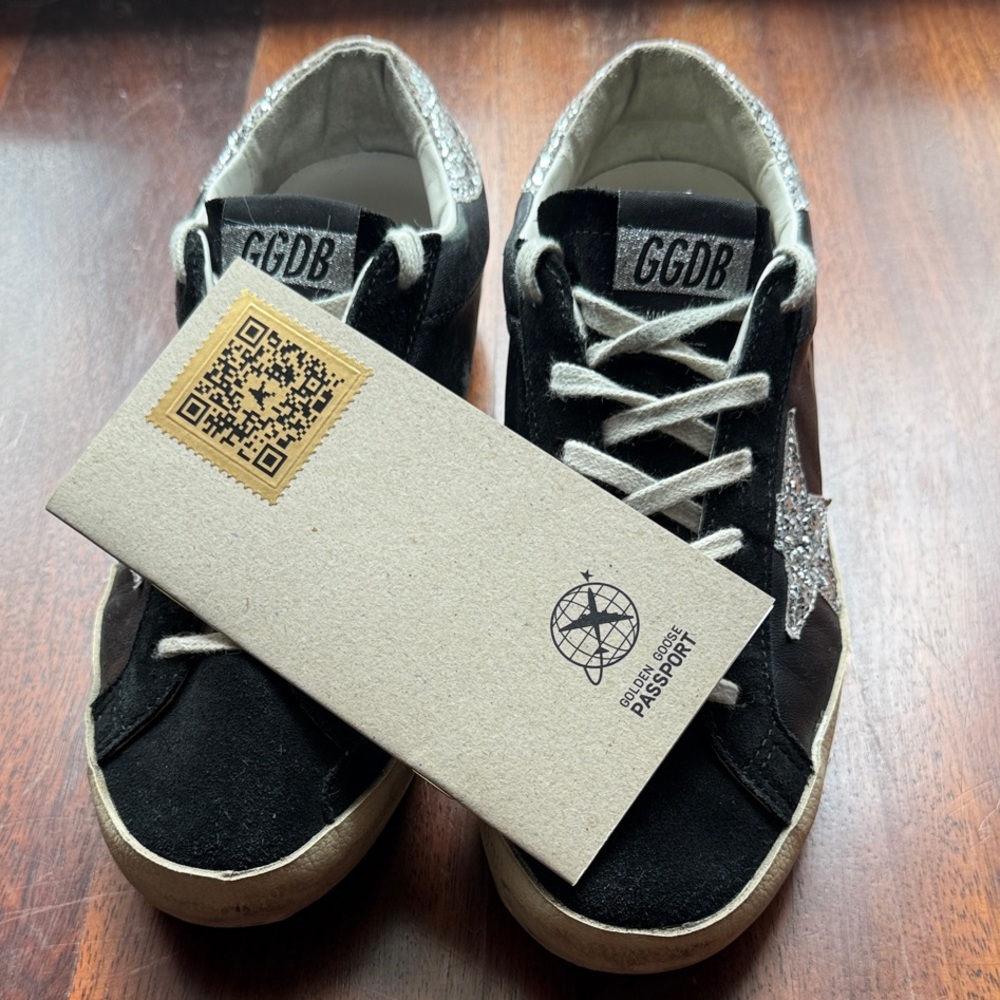 Golden Goose Limited Edition-Black & Silver Glitter StarWomen's Sneakers-Size 39 - Picture 12 of 15
